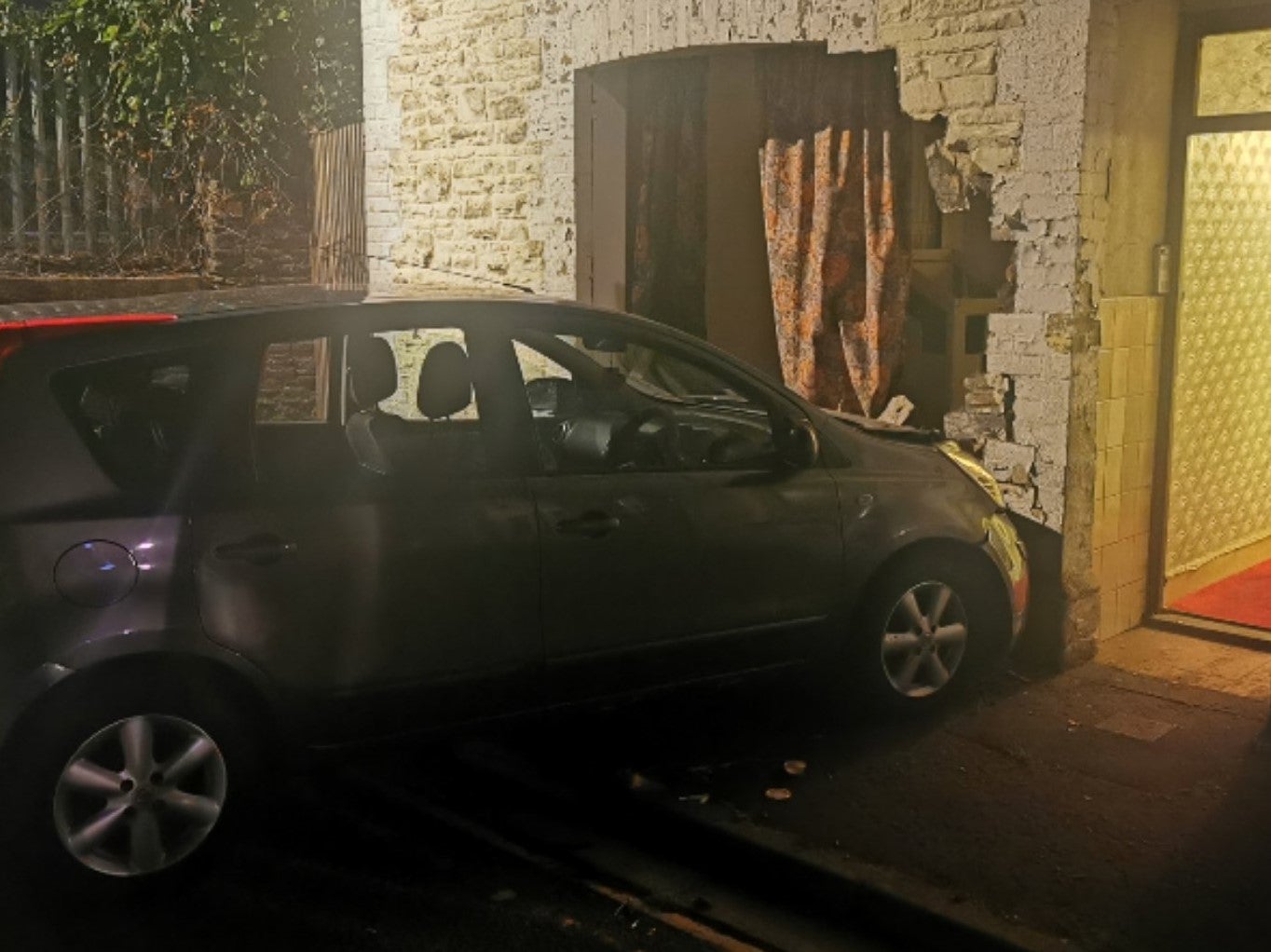 The car was left embedded in the wall of the cannabis factory