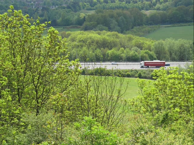 <p>Green and pleasant: early or late starts will help to avoid congestion on roads such as the M25</p>