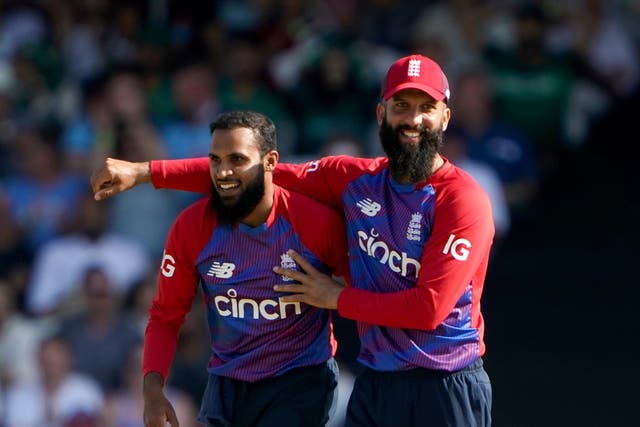 Adil Rashid, left, starred with the ball