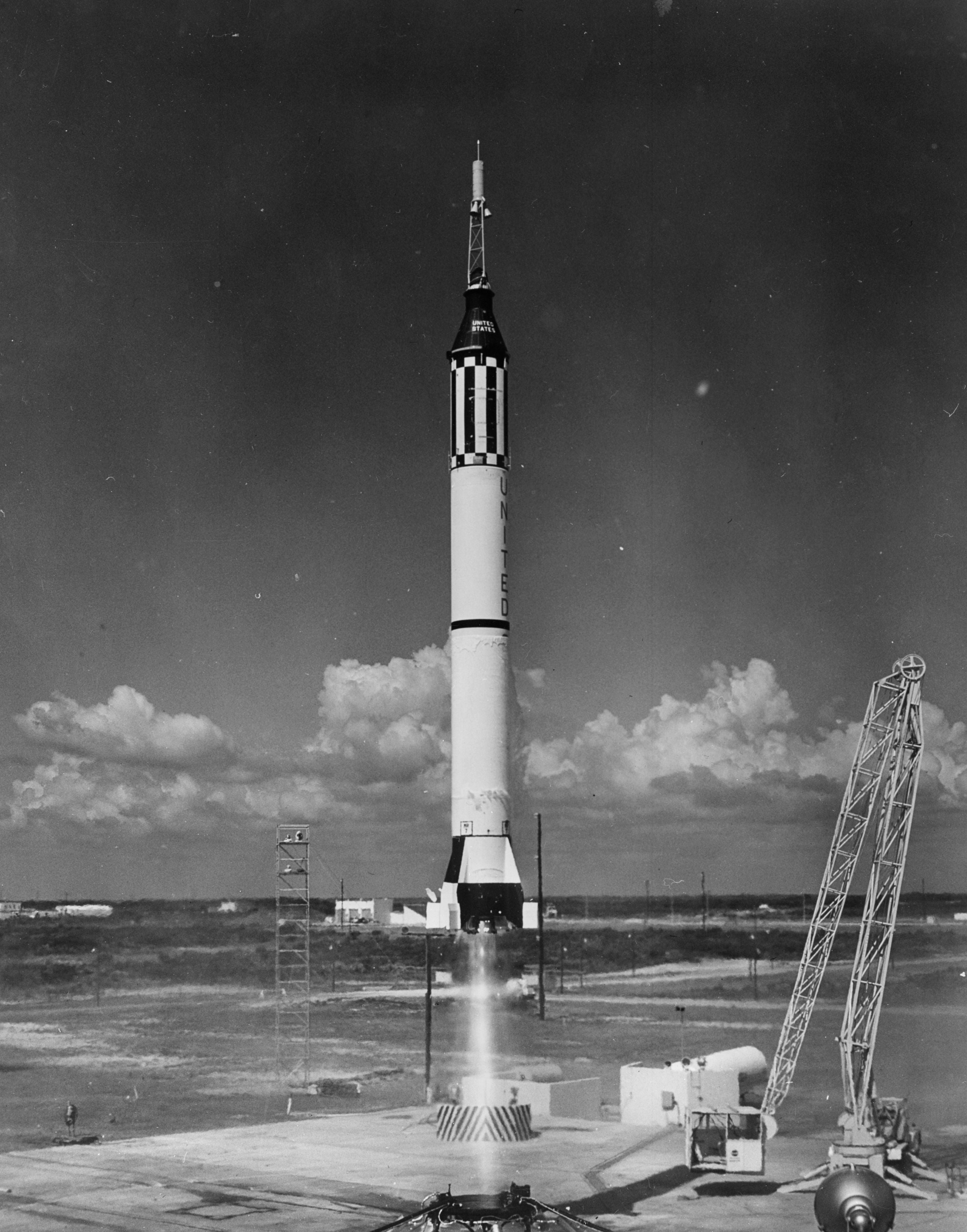 5 May 1961: Launch of the United States' first manned spaceflight, a sub-orbital mission with astronaut Alan B. Shephard Jr on the Mercury-Redstone MR 3 from Cape Canaveral, Florida, USA.