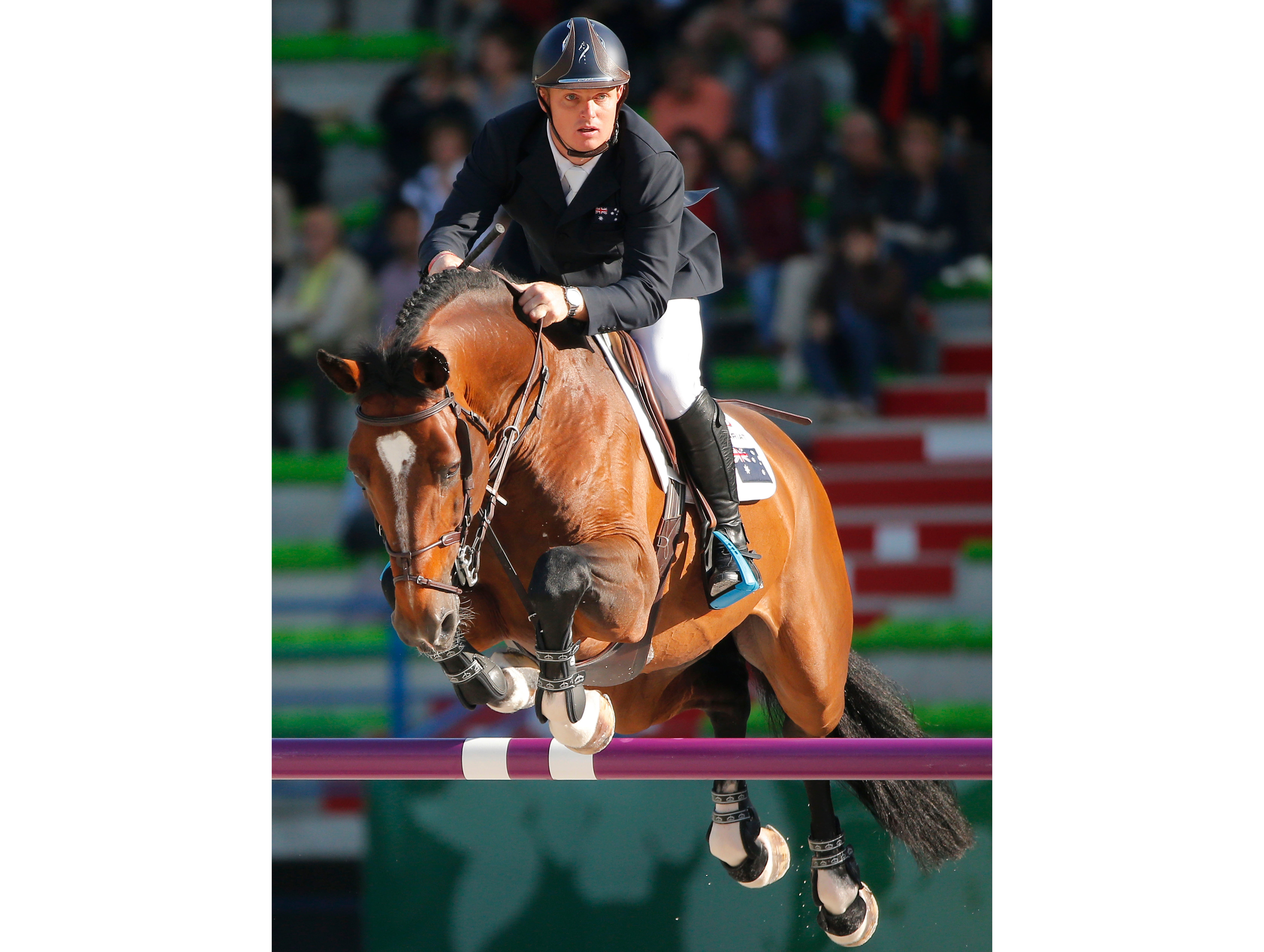 File: In this 2014 image, Jamie Kermond of Australia competes at the FEI World Equestrian Games in Caen