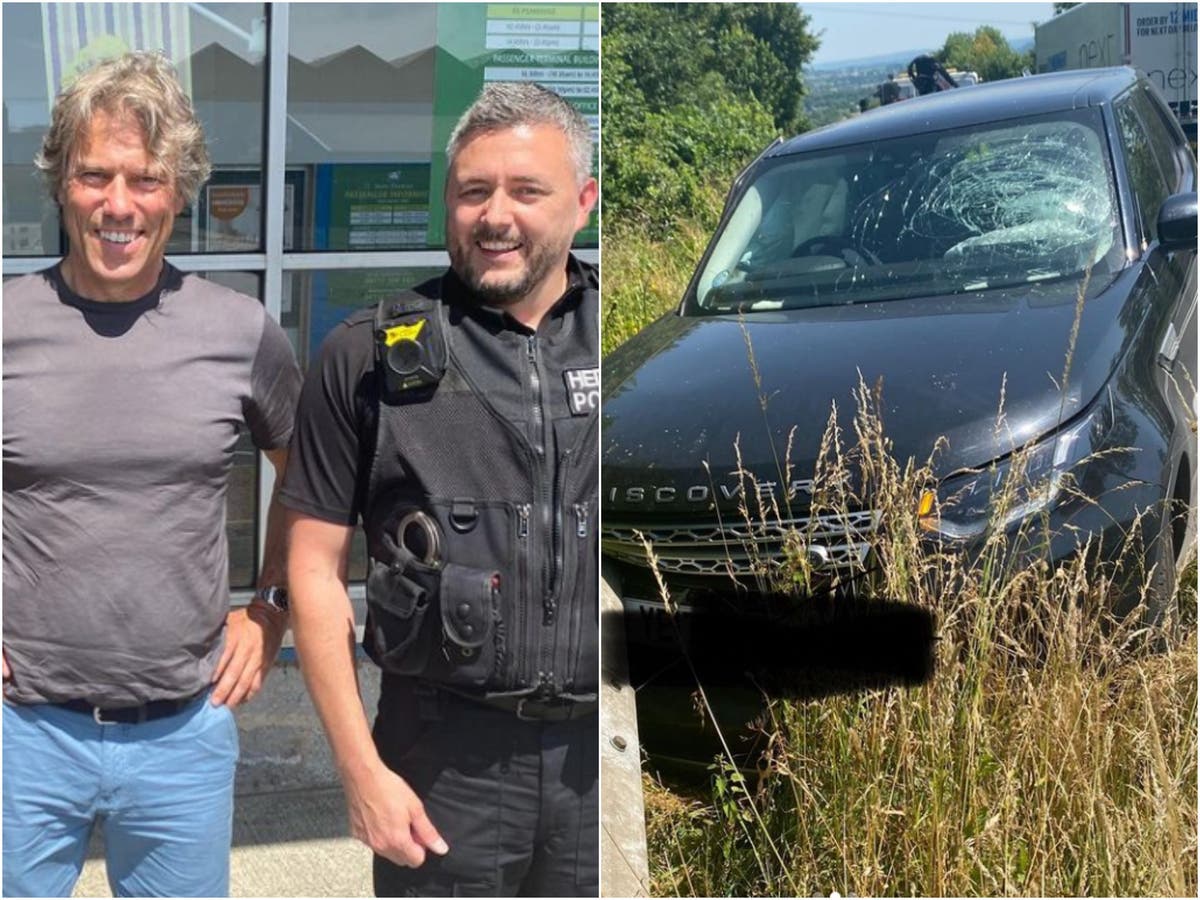 John Bishop emerges unscathed from car crash caused by ‘big chicken’