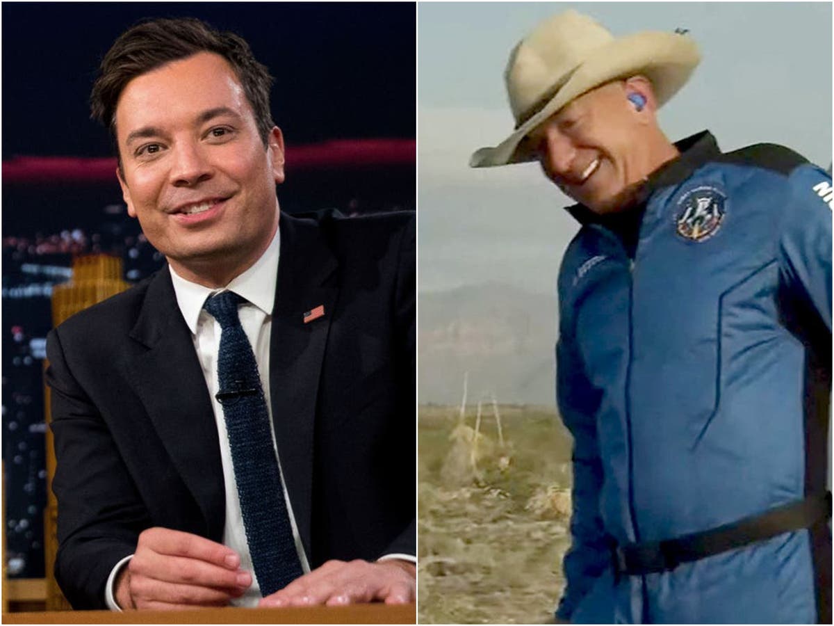 Jimmy Fallon mocks Jeff Bezos over his phallic space rocket Jimmy Fallon mocks Jeff Bezos over his phallic space rocket