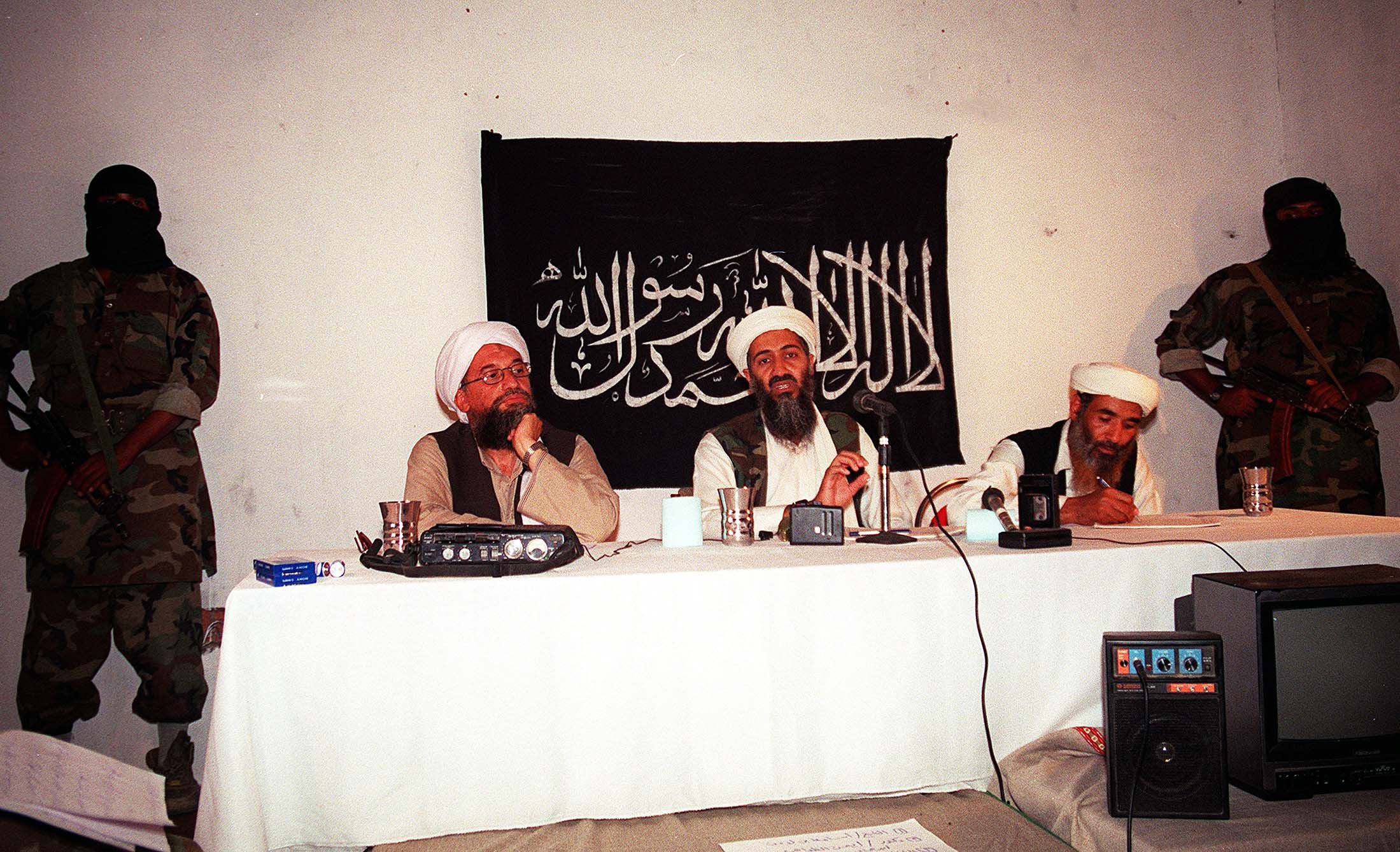 Bin Laden addresses the world’s media via video recording, Afghanistan, 1998