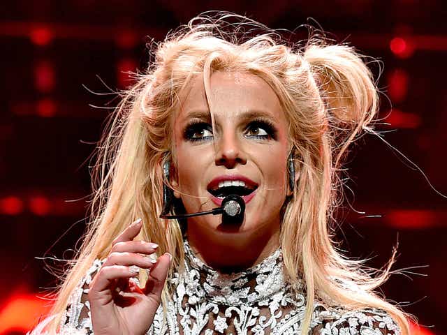 <p>Britney Spears in concert in 2016</p>