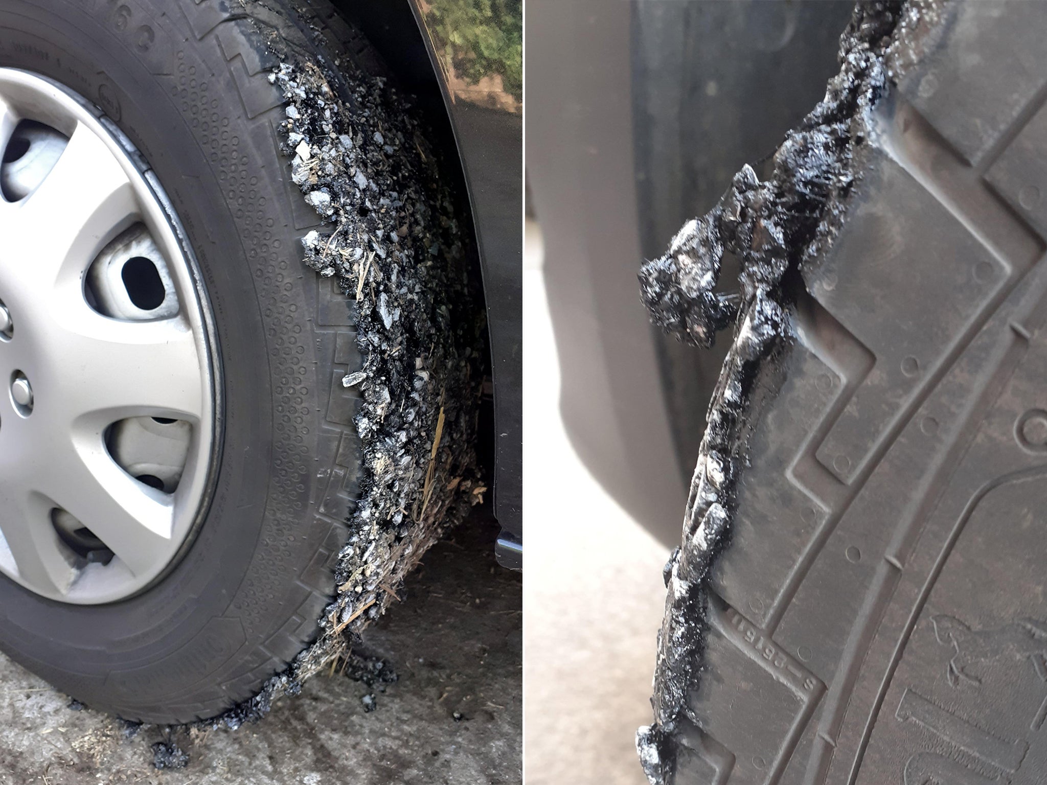 Melted asphalt picked up from a road in Hayle, Cornwall