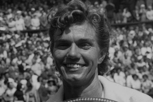 <p>Fry Irvin after winning Wimbledon in 1956</p>