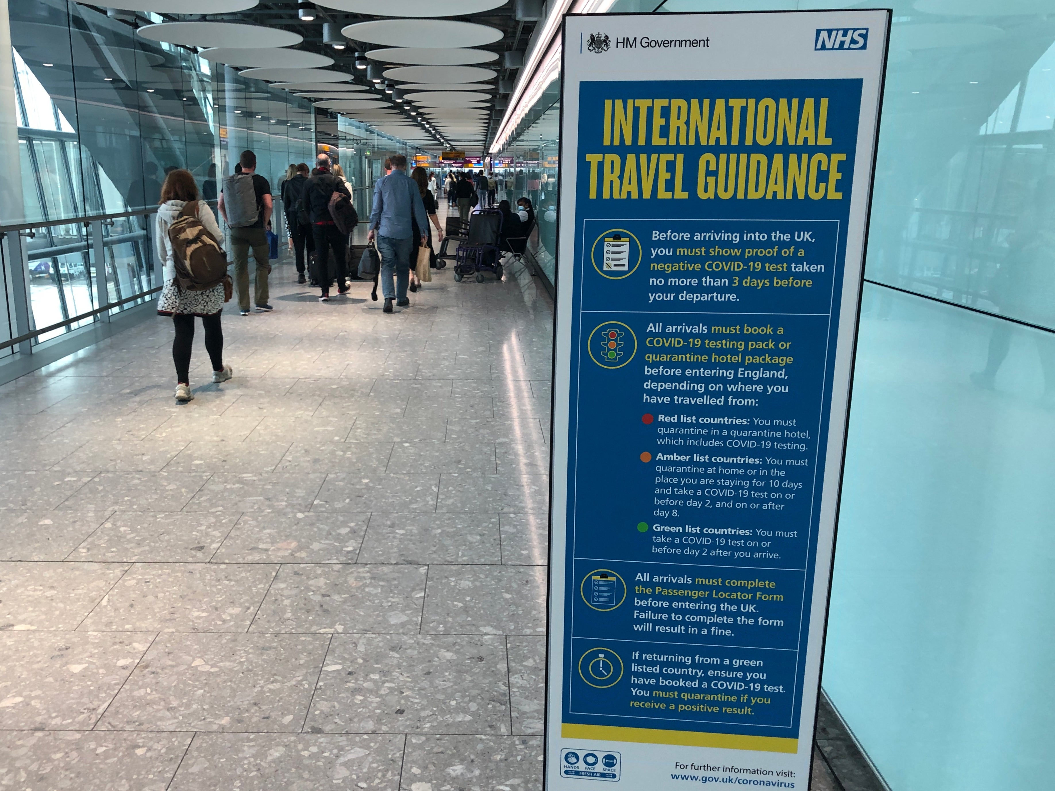 Papers please: travellers to the UK must complete a passenger locator form and take multiple tests
