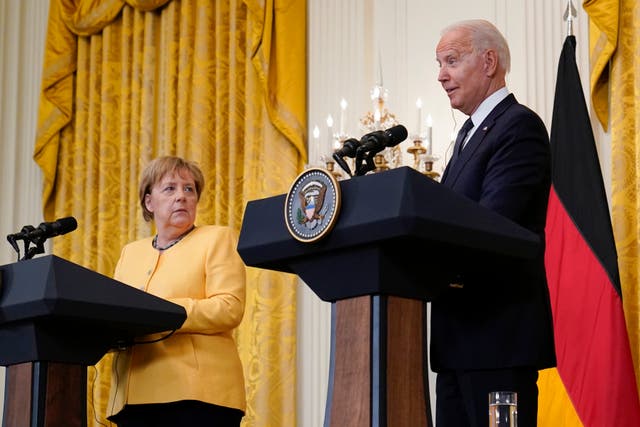 <p>President Joe Biden and German Chancellor Angela Merkel hold a joint press conference.</p>
