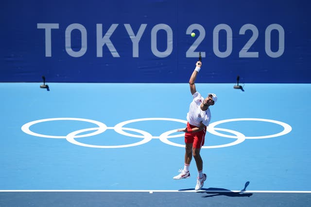 <p>Novak Djokovic, seeking to become the first man in history to win a Golden Slam of all four grand slam titles and Olympic singles gold in the same year, trains in Tokyo (Mike Egerton/PA)</p>