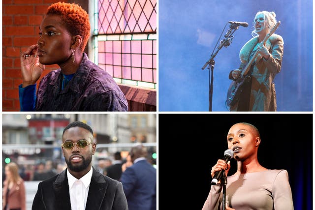 <p>Top left clockwise: Arlo Parks, Wolf Alice’s Ellie Rowsell, Laura Mvula and Ghetts are among the artists shortlisted for the 2021 Mercury Prize</p>