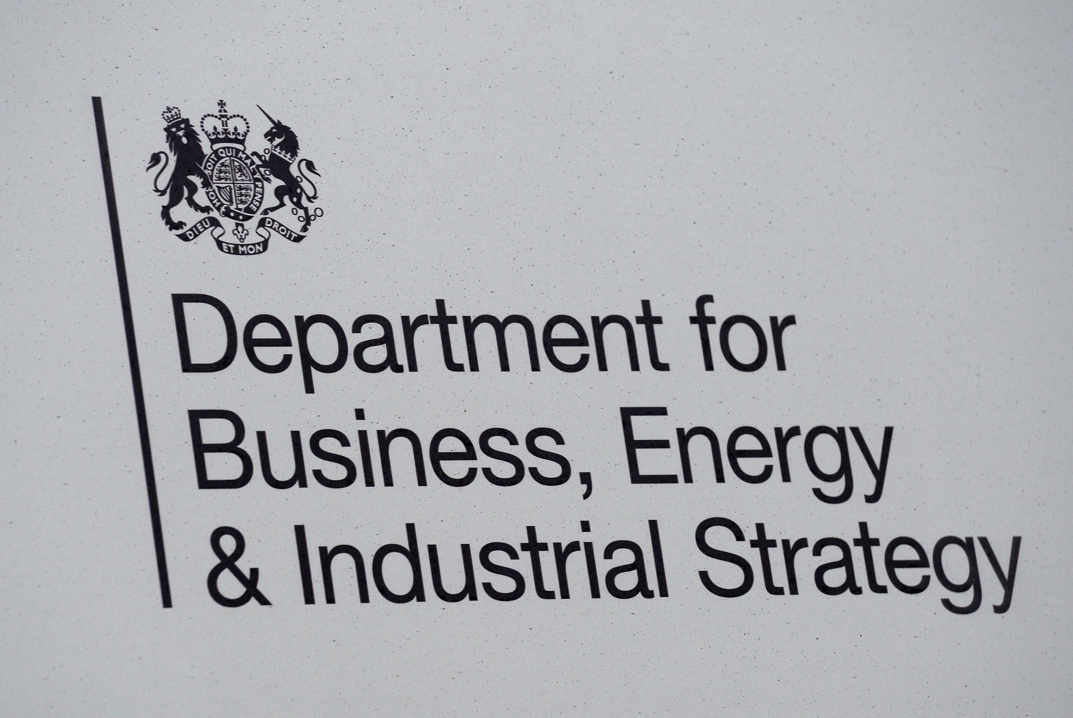 Signage for the Department of Business, Energy & Industrial Strategy in Westminster, London (Kirsty O’Connor/PA)