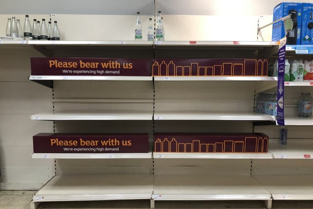 Empty shelves at a Sainsbury’s store in Blackheath (Matthew Cooper/PA)