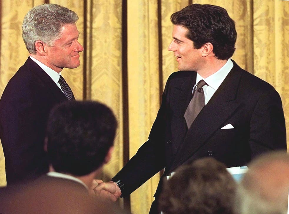 <p>John F Kennedy Jr with President Bill Clinton at the White House in 1998</p>