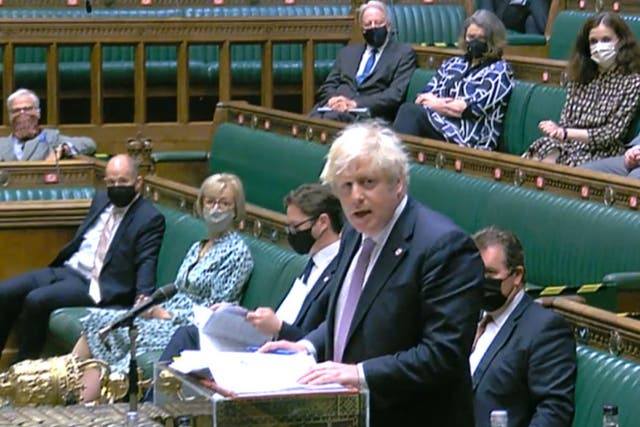 <p>Boris Johnson speaks during PMQs</p>