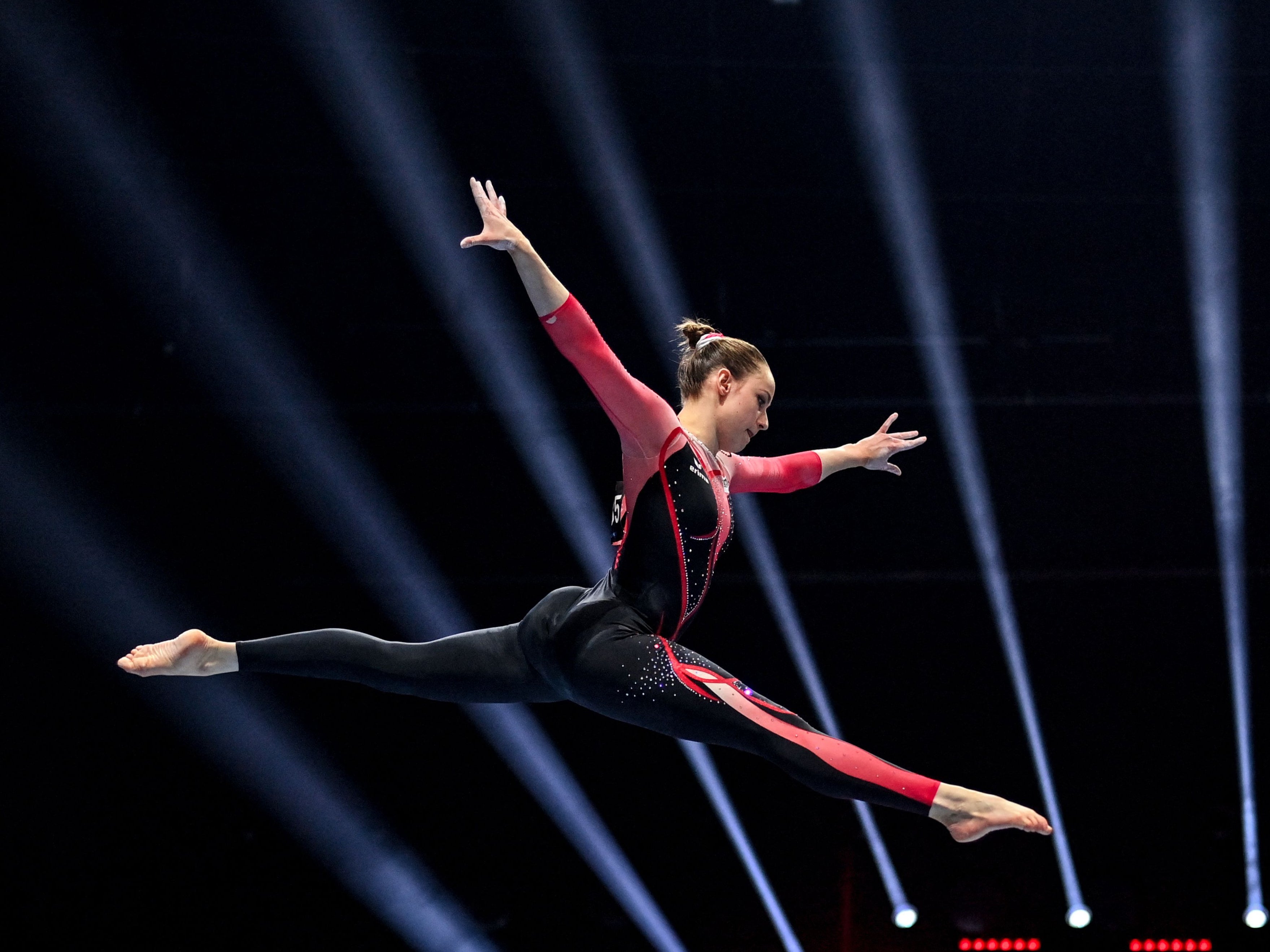 Sarah Voss at the European Artistic Gymnastics Championships in April