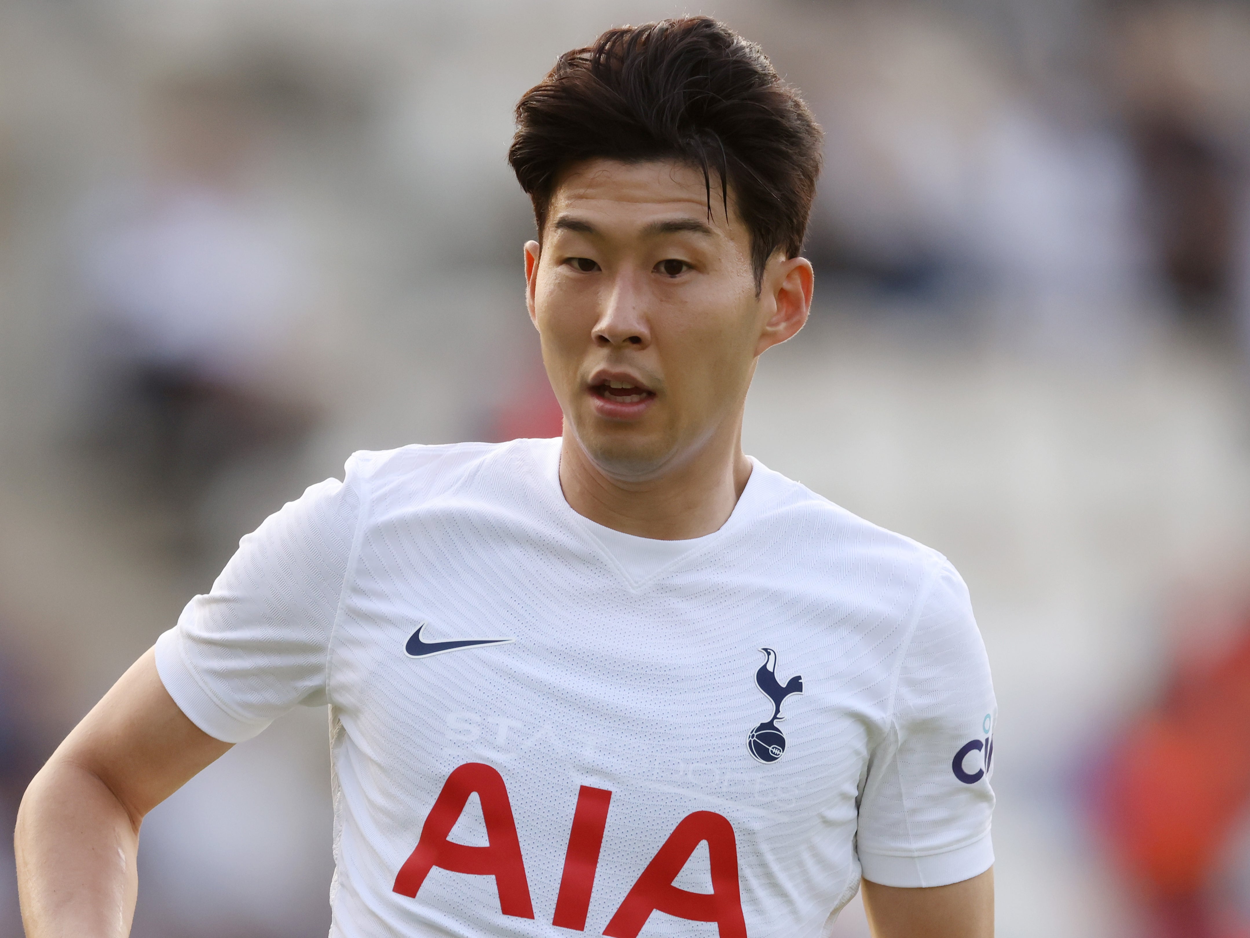 Son Heung-Min of Tottenham Hotspur in action against Colchester United