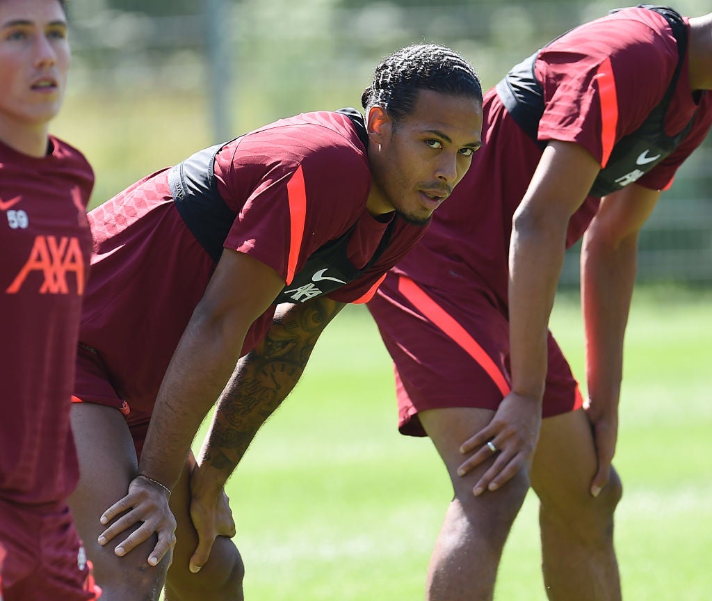 Virgil van Dijk feels the heat at a training session this week