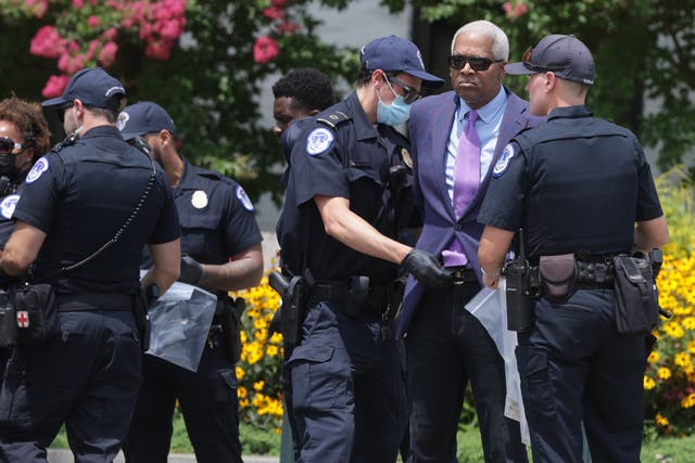 <p>US Rep Hank Johnson was arrested by US Capitol Police on 22 July during a voting rights demonstration.</p>