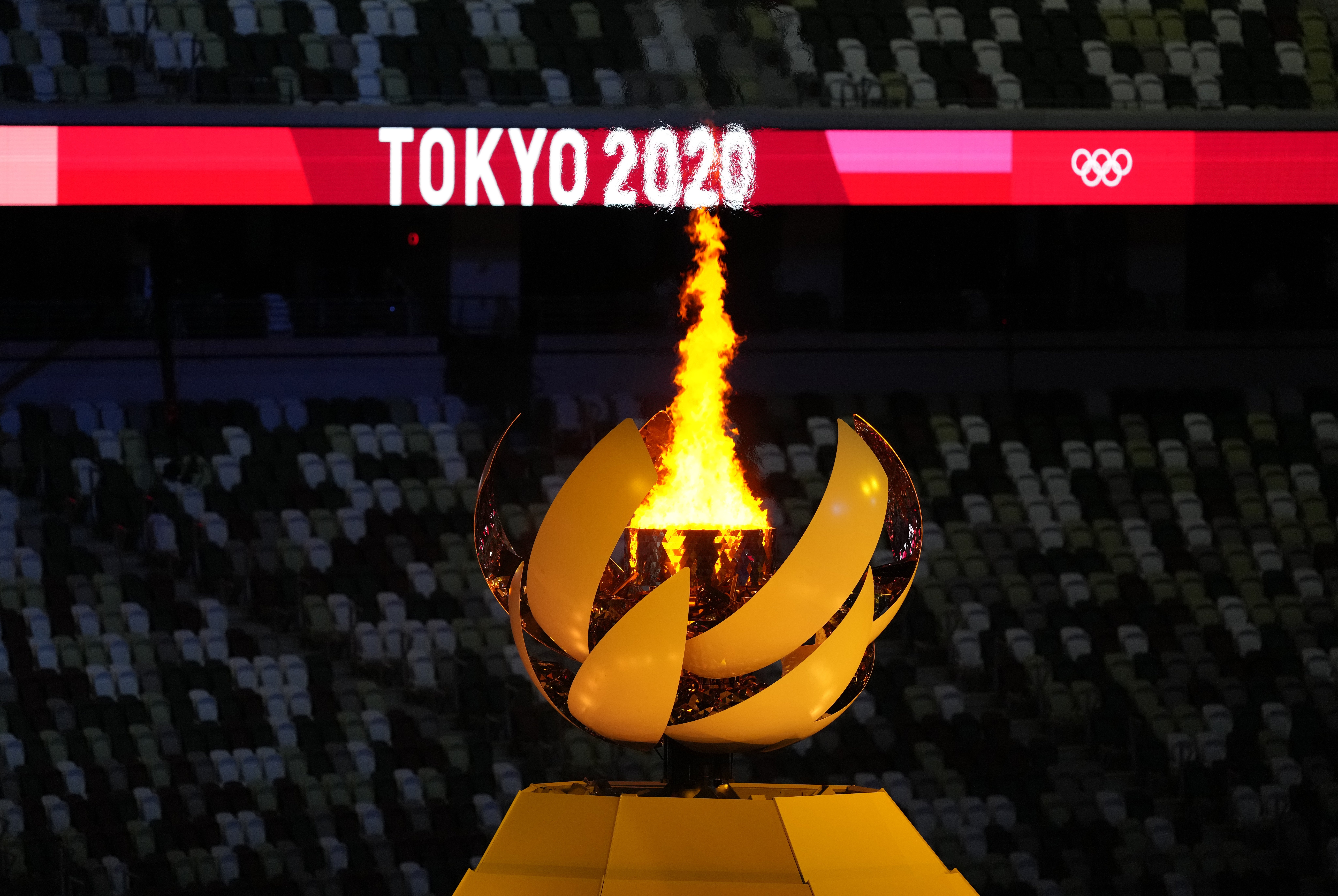 A view of the Olympic flame during the opening ceremony of the Tokyo 2020 Olympic Games (Martin Rickett/PA Images)