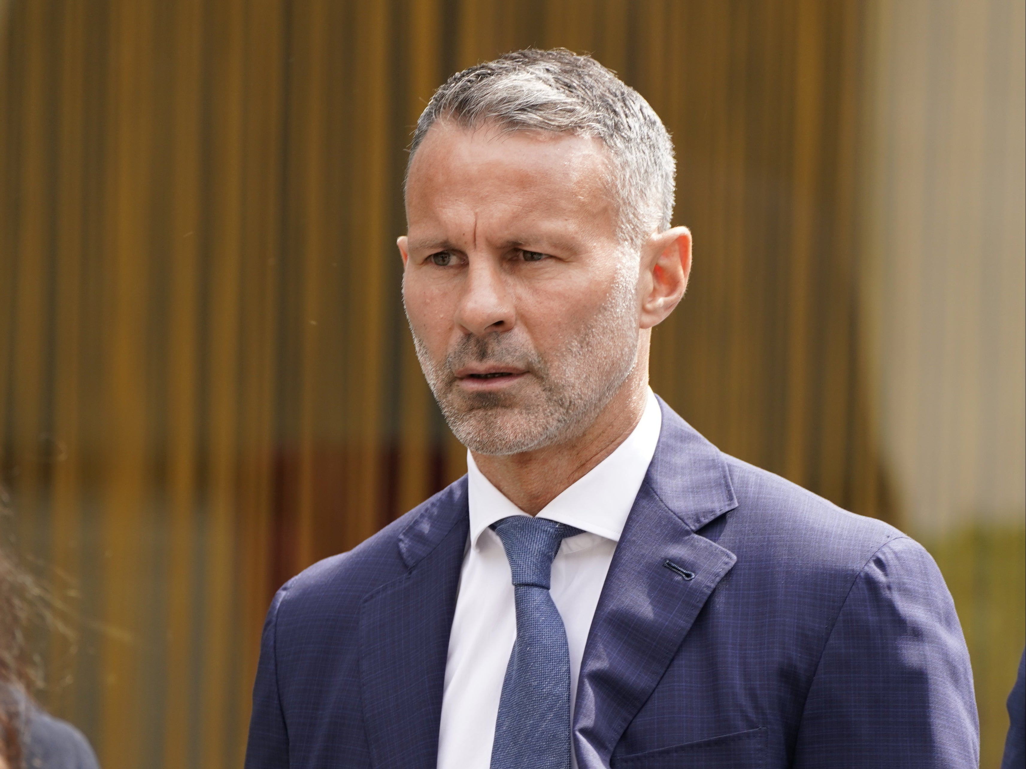 Former Manchester United footballer Ryan Giggs arrives at Manchester Crown Court where he is charged with assaulting two women and controlling or coercive behaviour