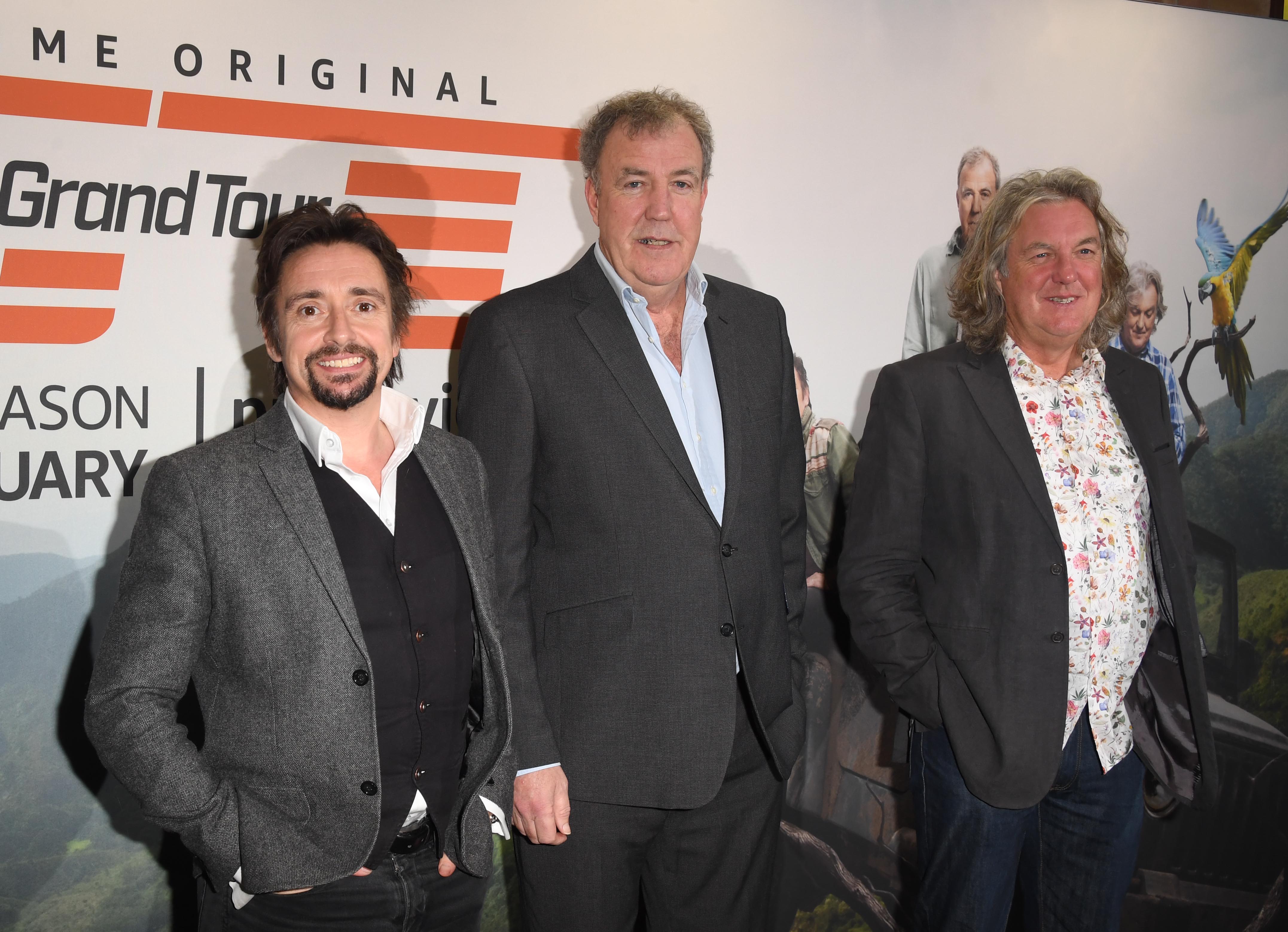 Clarkson with his ‘Grand Tour’ co-presenters, Richard Hammond and James May, in 2019