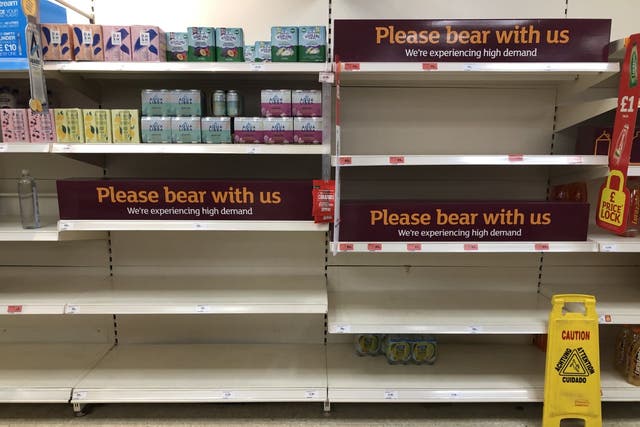 <p>Bare with us: empty shelves in a West Midlands Sainsbury's store</p>
