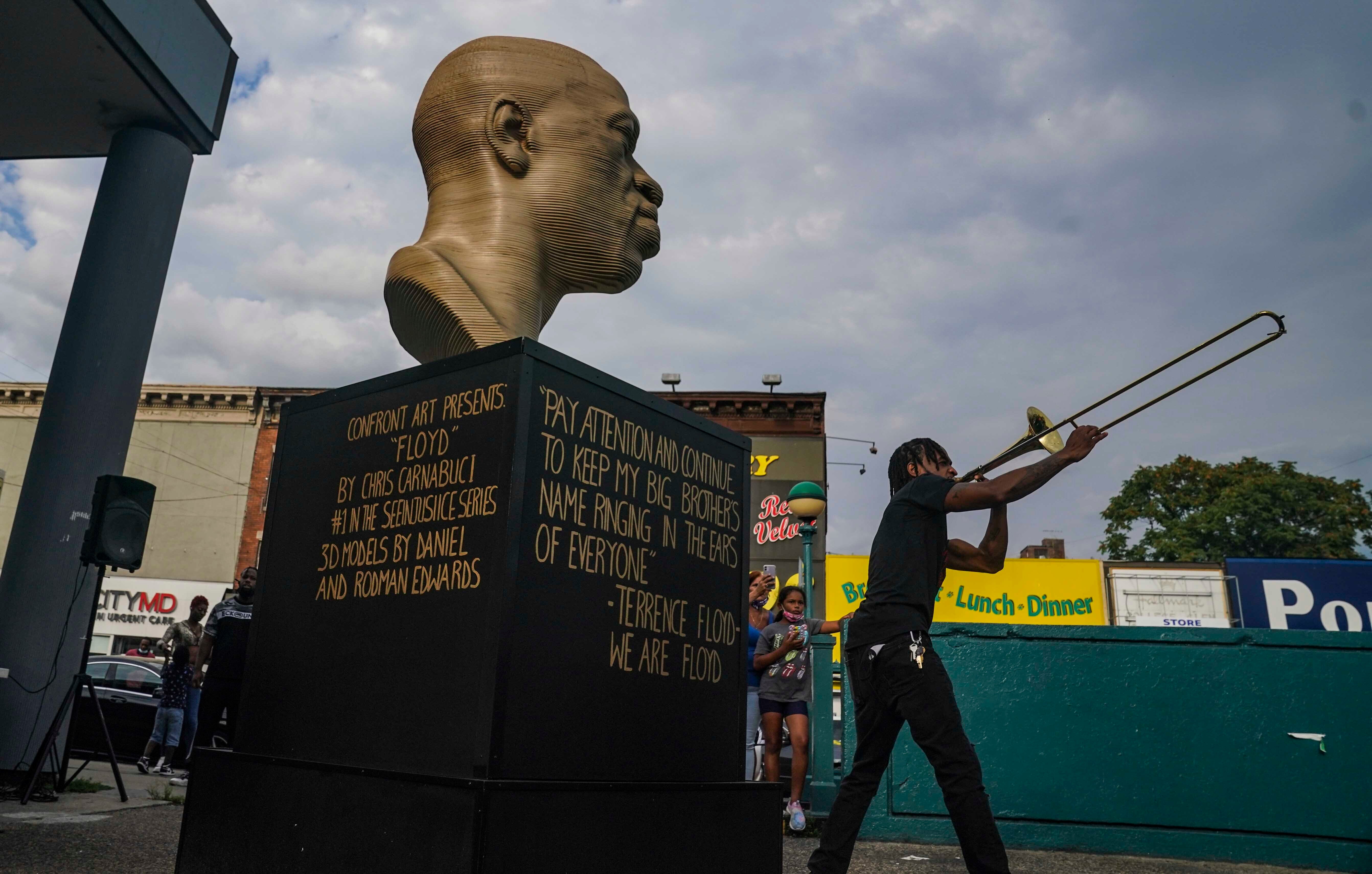 After vandalism, NYC George Floyd statue cleaned, will move