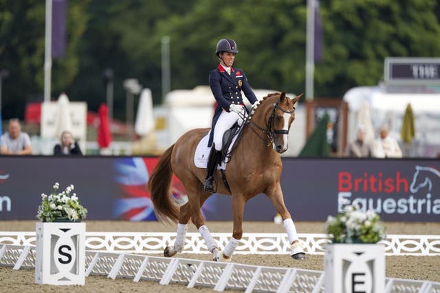 <p>Charlotte Dujardin and her Tokyo Olympics horse Gio (Steve Parsons/PA)</p>