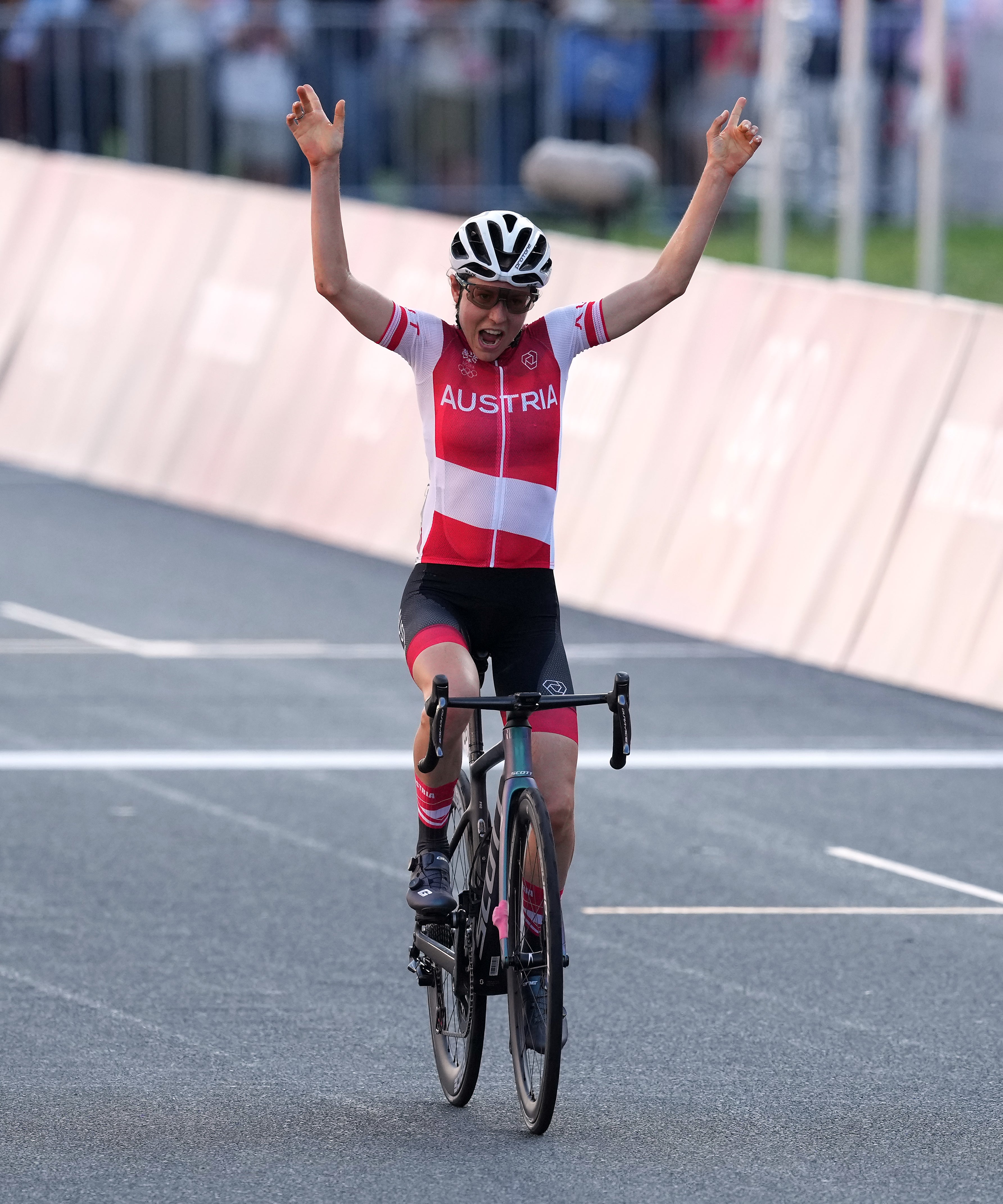 Austria’s Anna Kiesenhofer rode to a shock victory in the Women’s Road Race in Tokyo (Martin Rickett/PA)