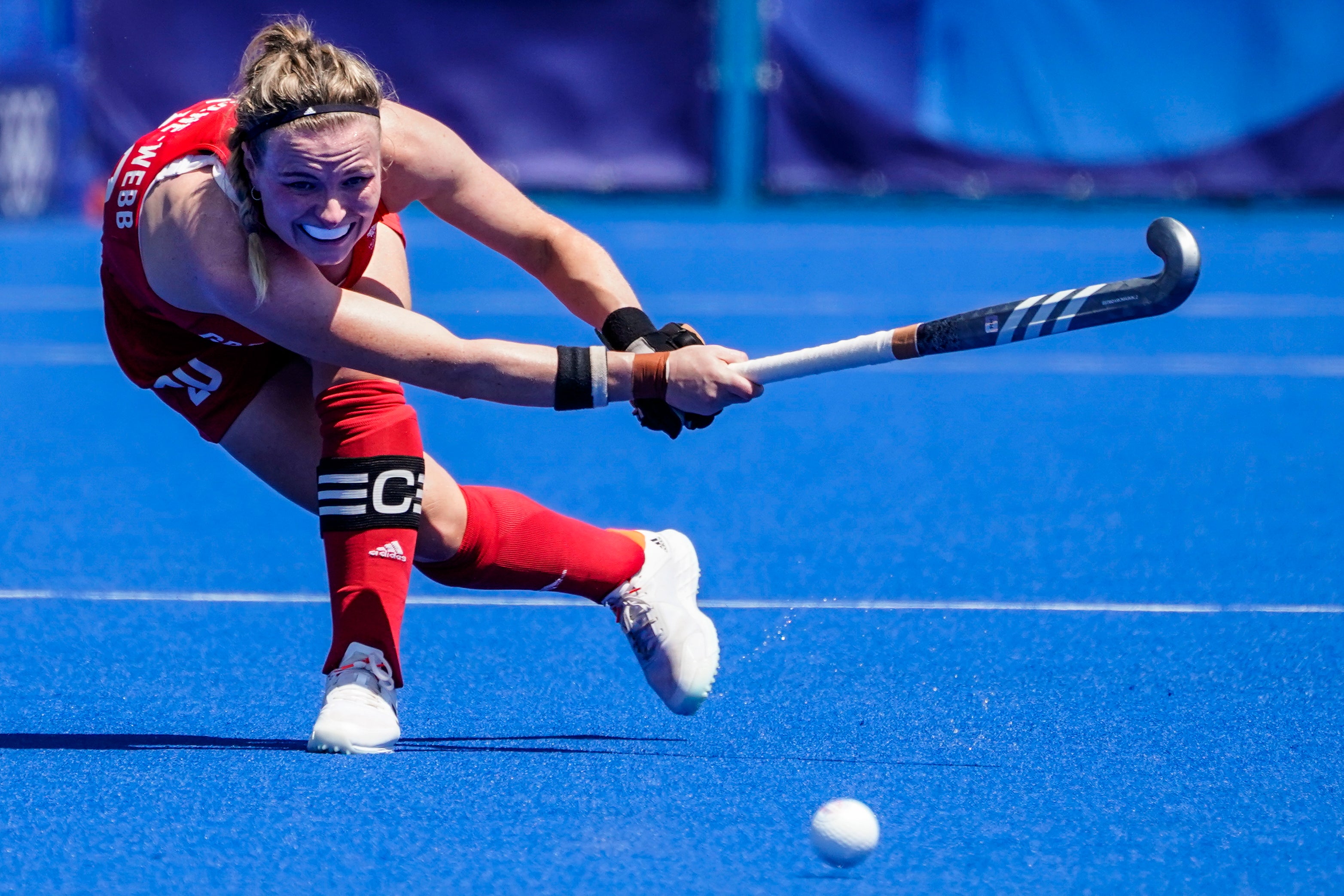 Hollie Pearne-Webb in action for Great Britain, who launched their defence of the Olympic women’s hockey title with a 2-1 Pool A defeat by Germany (John Minchillo/AP/PA)