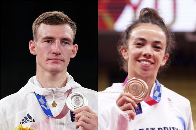 Bradly Sinden and Chelsie Giles on Sunday won Britain’s first medals of Tokyo 2020 (PA)
