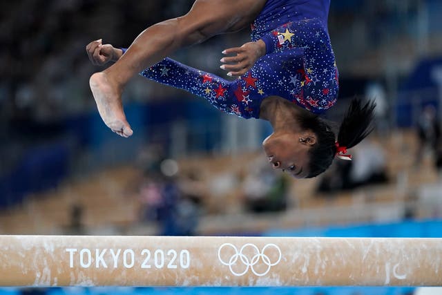 <p>Jordan Chiles, of the US, performs on the balance beam during the women's artistic gymnastic qualification</p>