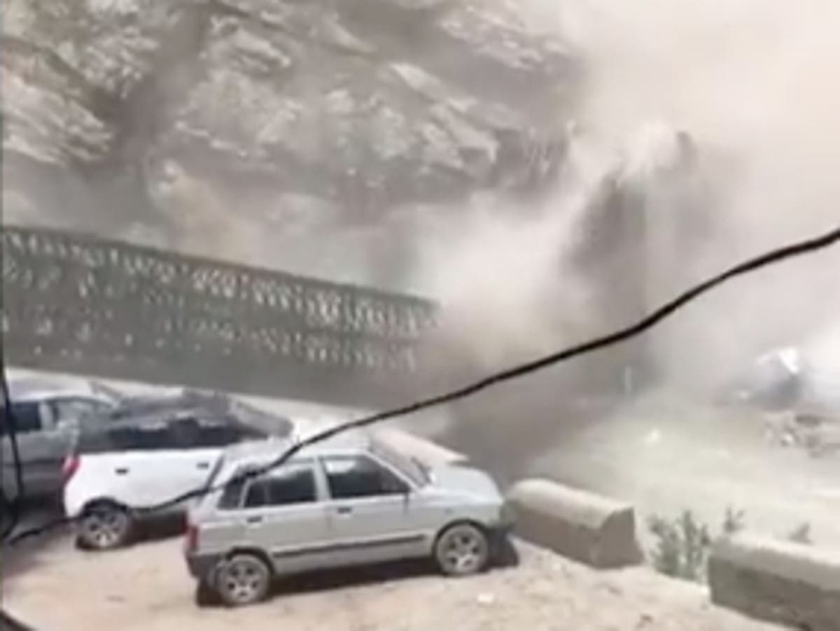 Video shows moment deadly rockslide wipes out large bridge in northern India