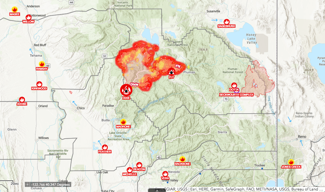 cal fire map of dixie fire