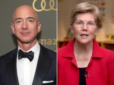 ‘He can afford to pitch in’: Elizabeth Warren slams Jeff Bezos for shooting himself into space while half of the US scrapes by