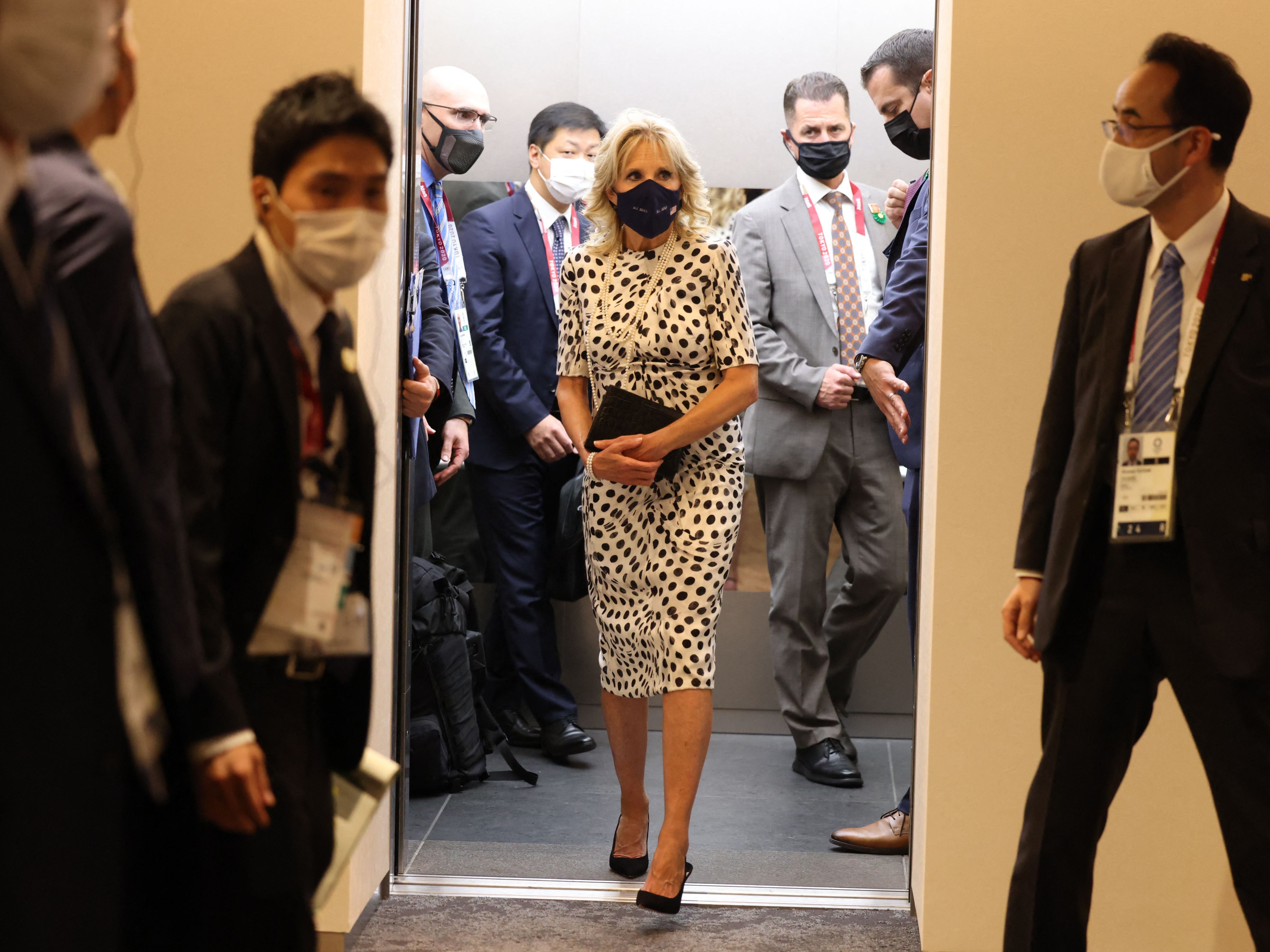 Jill Biden arrives at the Tokyo Olympics opening ceremony