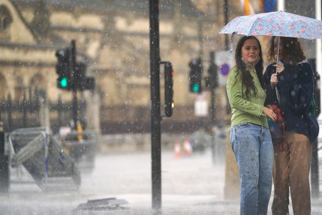 <p>Torrential rain hammered London on Sunday, causing serious flooding in many places</p>