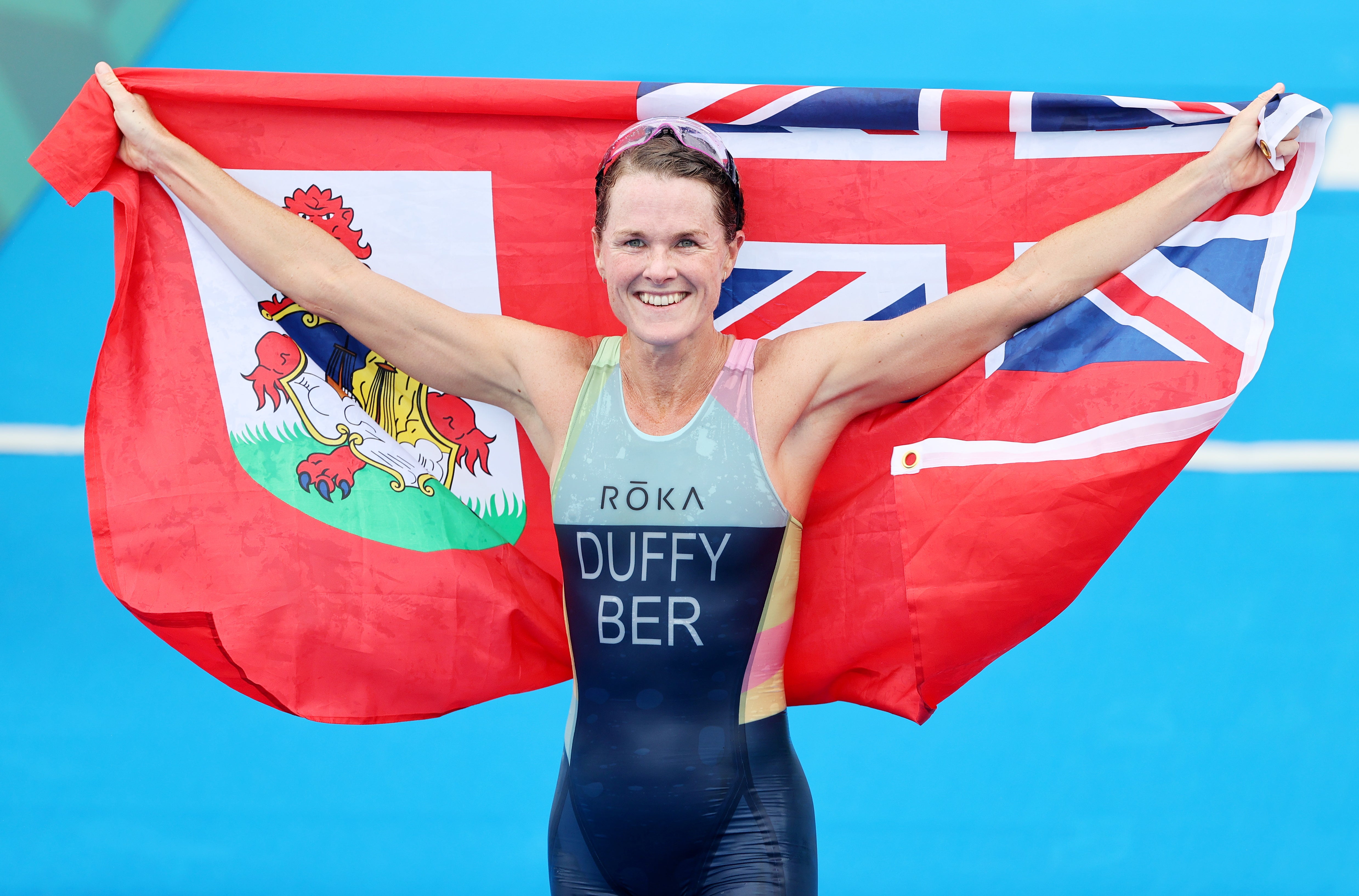 Flora Duffy celebrates claiming gold for Bermuda