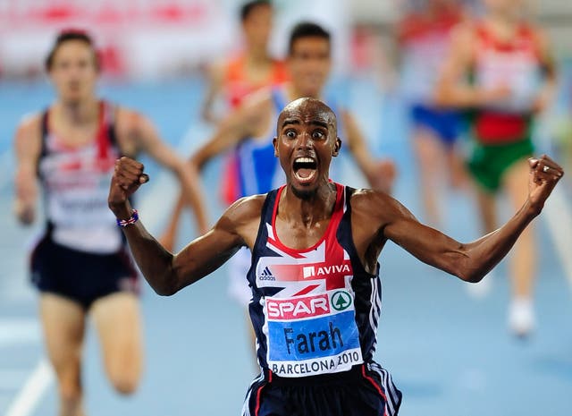 On this day in 2010, Sir Mo Farah won gold for Great Britain in the 10,000 metres at the European Championships in Barcelona (John Giles/PA)