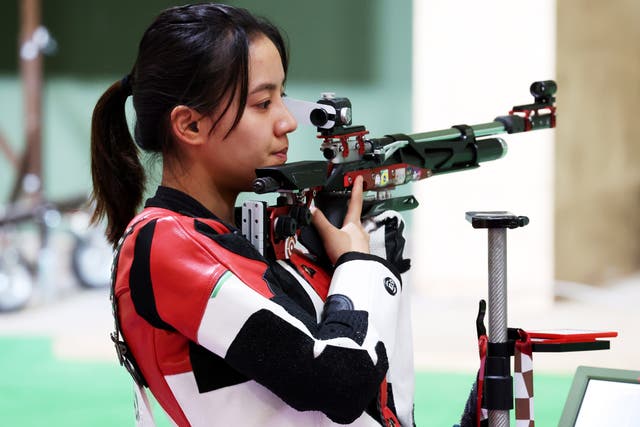 <p>Luyao Wang of China during the 10m Air Rifle Women's Qualification of the Shooting events of the Tokyo 2020 Olympic Games</p>