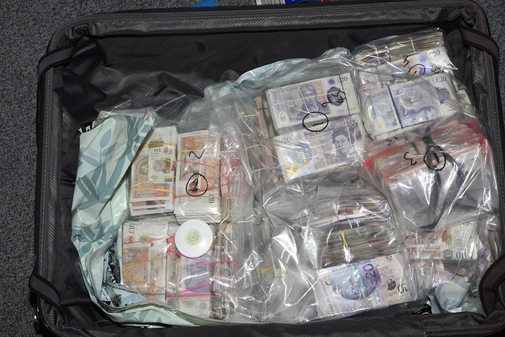 The money was concealed in vacuum-packed bags