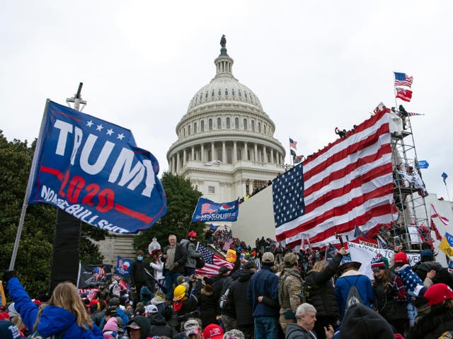 <p>Trump supporters descend on the Capitol, 6 January 2021</p>