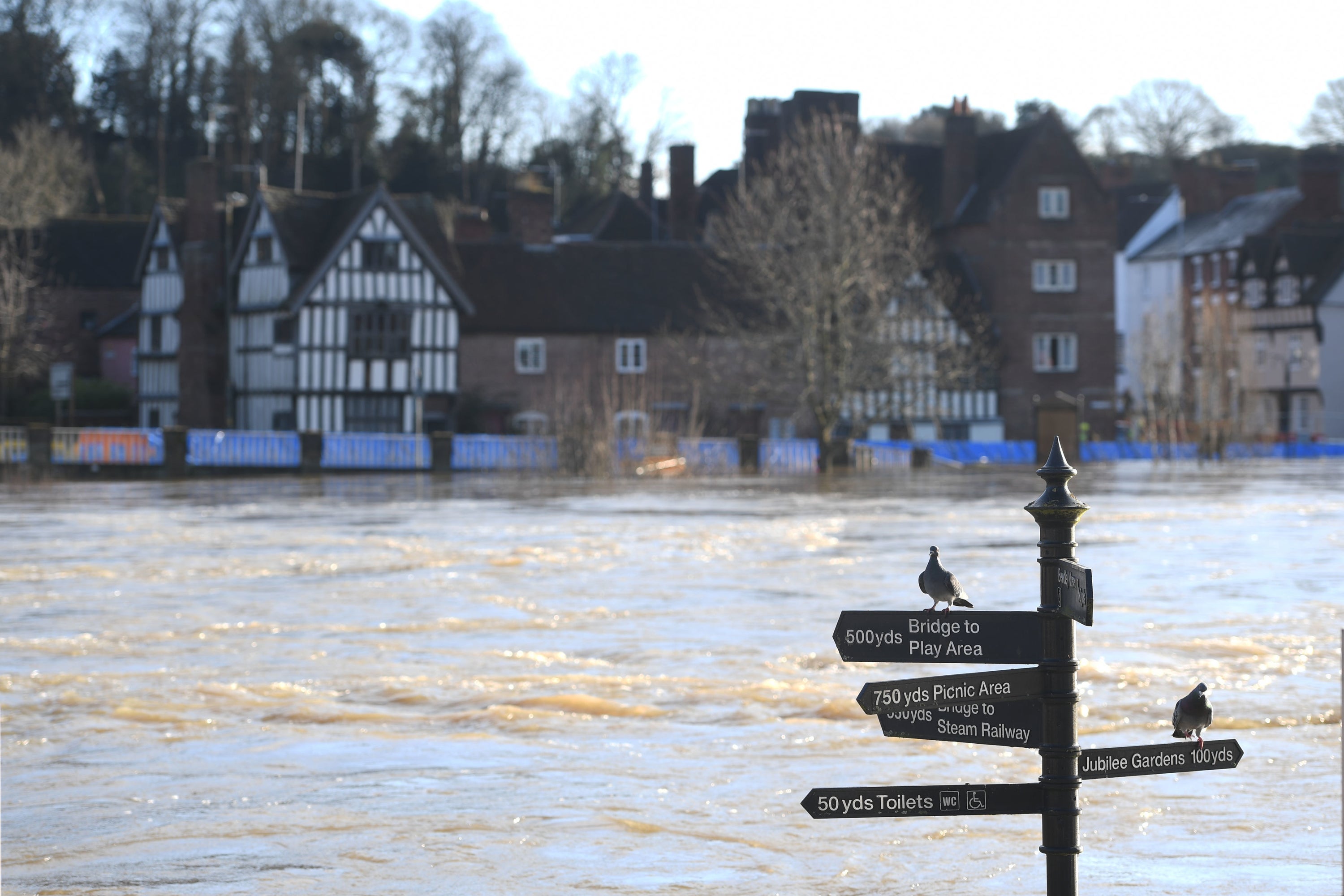 Flood defences in Bewdley, Worcestershire (PA)