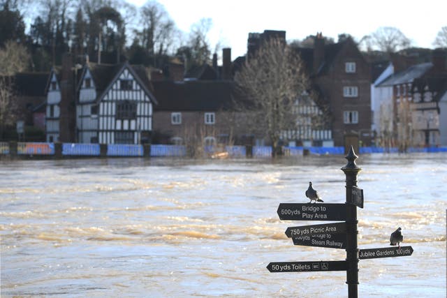 <p>Flood defences in Bewdley, Worcestershire (PA)</p>
