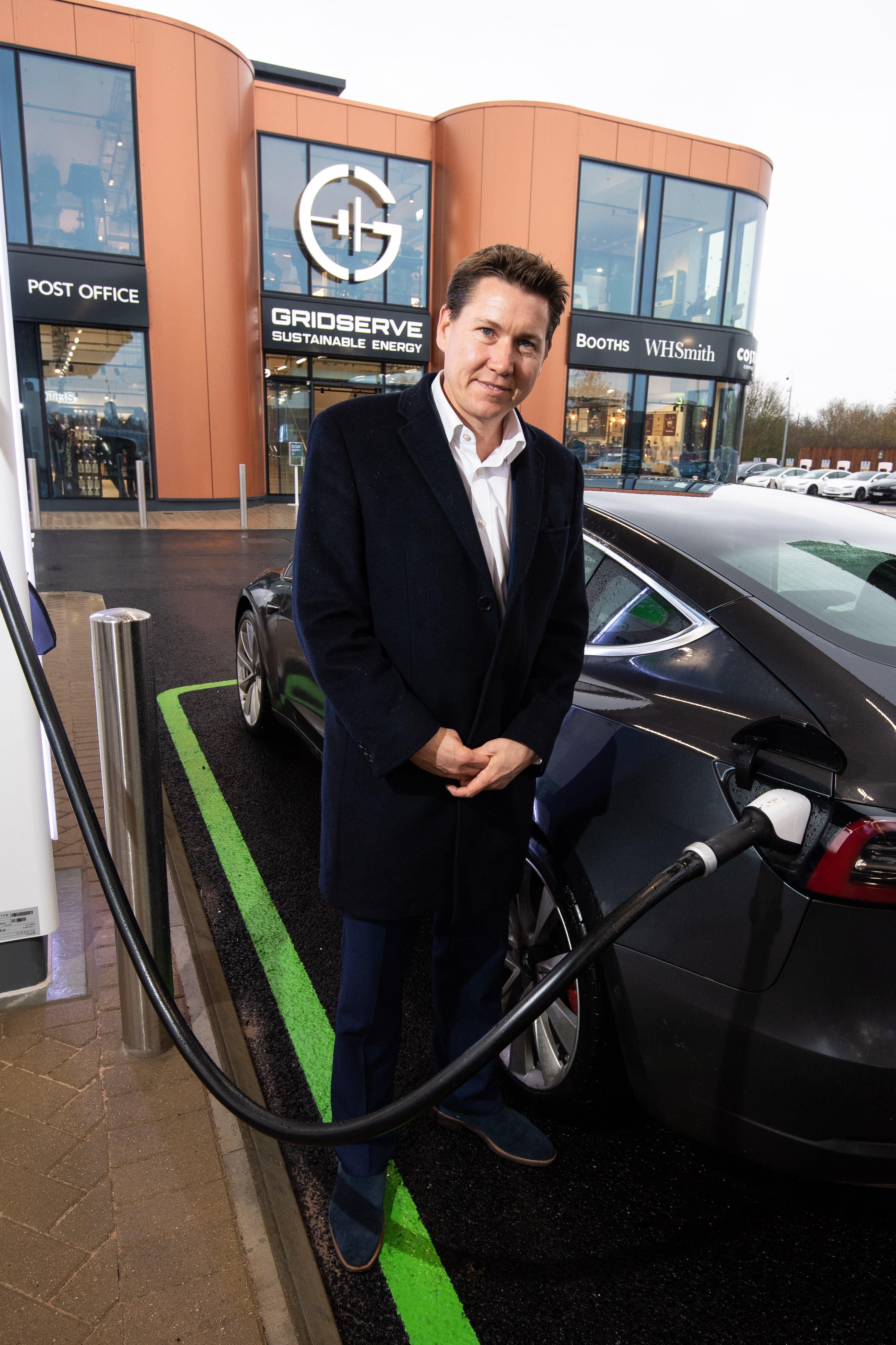 Toddington Harper charging a Tesla. (Gridserve, PA)