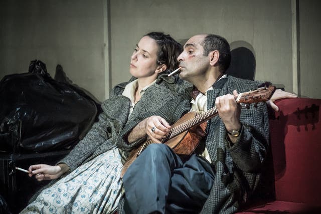 <p>Kate O’Flynn and Zubin Varla in The Two Character Play</p>