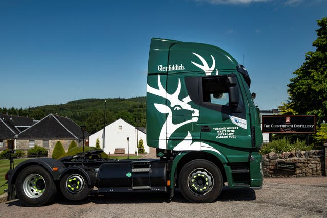 <p>One of the new Glenfiddich delivery lorries which runs on by-products from whisky production</p>