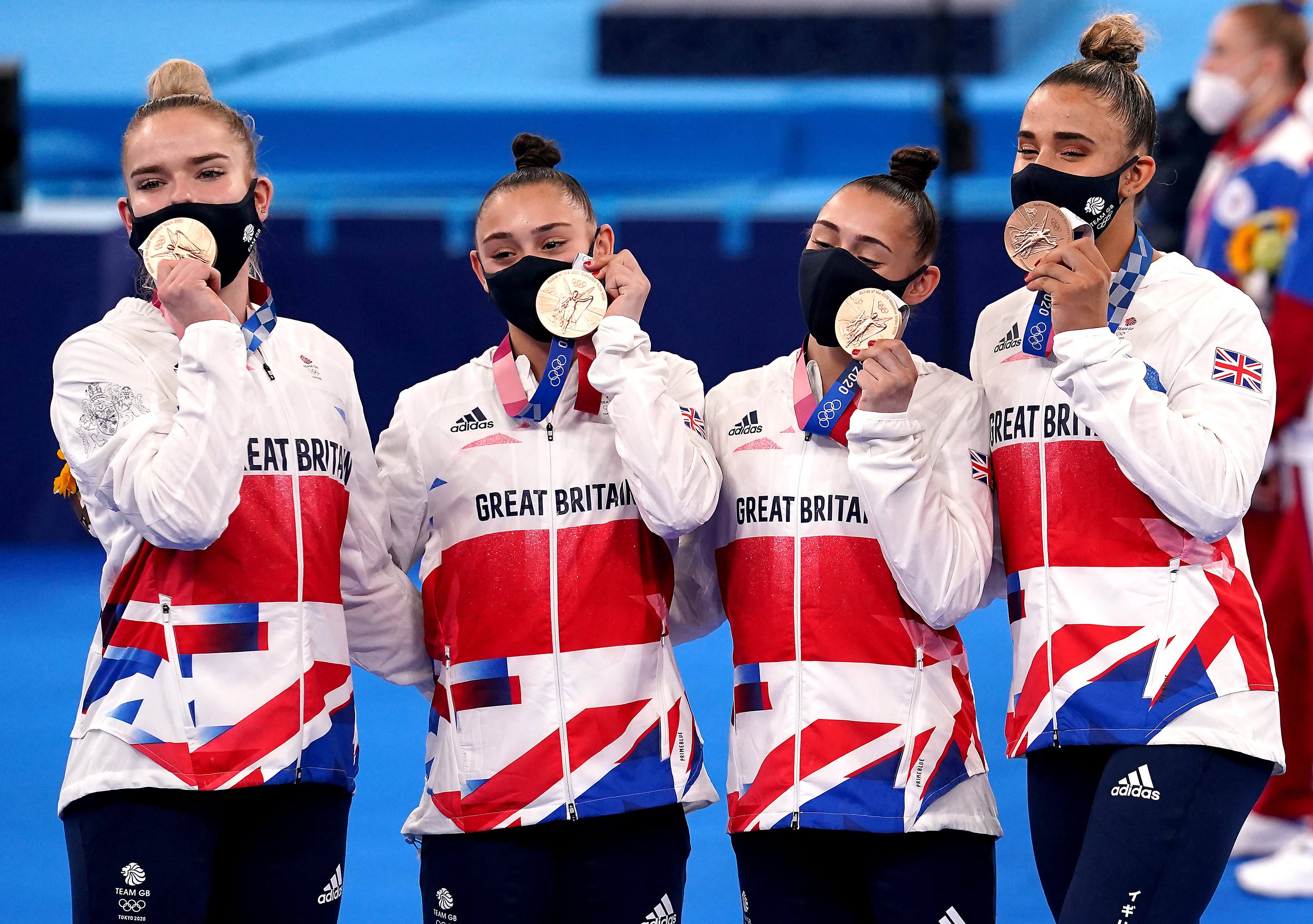 Alice Kinsella, Amelie Morgan, Jennifer Gadirova and Jessica Gadirova won an unlikely medal (Martin Rickett/PA)