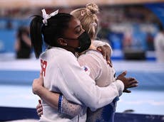 Simone Biles flooded with support as she drops out of team gymnastics final at Tokyo 2020